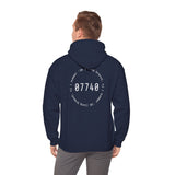 07740 Long Branch Hoodie — Vintage Coastal Town Navy Sweatshirt